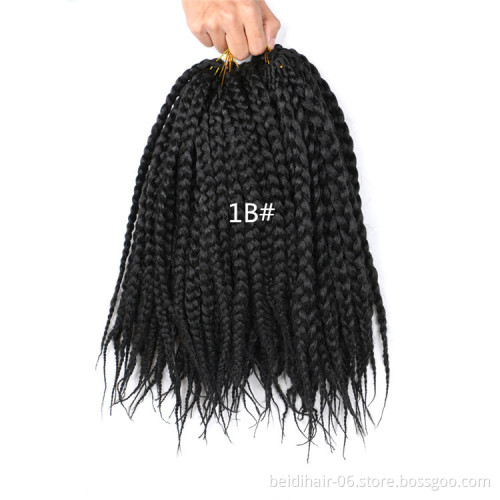 Classic Thick Box Braids Crochet Hair Preloop Braiding Hair Synthetic Extension 14inch Bob Braids